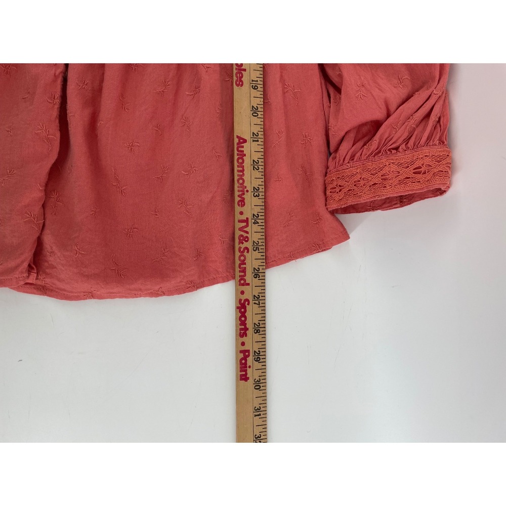 Old Navy Blouse Women XXL Terracotta Boho Crochet Lace Embroidered Peasant Artsy - Picture 10 of 11